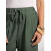 image:imageANRABESS Women Wide Leg Linen Palazzo Pants Casual Elastic Waist Drawstring Flowy Loose Beach Travel Trousers with PocketsGreen