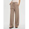 image:imageANRABESS Women Wide Leg Linen Palazzo Pants Casual Elastic Waist Drawstring Flowy Loose Beach Travel Trousers with PocketsLight Khaki