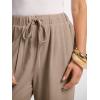 image:imageANRABESS Women Wide Leg Linen Palazzo Pants Casual Elastic Waist Drawstring Flowy Loose Beach Travel Trousers with PocketsLight Khaki