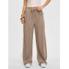 image:imageANRABESS Women Wide Leg Linen Palazzo Pants Casual Elastic Waist Drawstring Flowy Loose Beach Travel Trousers with PocketsLight Khaki
