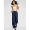 image:imageANRABESS Women Wide Leg Linen Palazzo Pants Casual Elastic Waist Drawstring Flowy Loose Beach Travel Trousers with PocketsNavy Blue