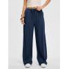 image:imageANRABESS Women Wide Leg Linen Palazzo Pants Casual Elastic Waist Drawstring Flowy Loose Beach Travel Trousers with PocketsNavy Blue