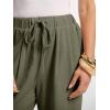 image:imageANRABESS Women Wide Leg Linen Palazzo Pants Casual Elastic Waist Drawstring Flowy Loose Beach Travel Trousers with PocketsOlive Green