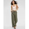 image:imageANRABESS Women Wide Leg Linen Palazzo Pants Casual Elastic Waist Drawstring Flowy Loose Beach Travel Trousers with PocketsOlive Green