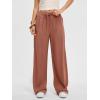 image:imageANRABESS Women Wide Leg Linen Palazzo Pants Casual Elastic Waist Drawstring Flowy Loose Beach Travel Trousers with PocketsRust Red