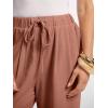 image:imageANRABESS Women Wide Leg Linen Palazzo Pants Casual Elastic Waist Drawstring Flowy Loose Beach Travel Trousers with PocketsRust Red