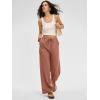 image:imageANRABESS Women Wide Leg Linen Palazzo Pants Casual Elastic Waist Drawstring Flowy Loose Beach Travel Trousers with PocketsRust Red