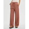 image:imageANRABESS Women Wide Leg Linen Palazzo Pants Casual Elastic Waist Drawstring Flowy Loose Beach Travel Trousers with PocketsRust Red