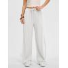 image:imageANRABESS Women Wide Leg Linen Palazzo Pants Casual Elastic Waist Drawstring Flowy Loose Beach Travel Trousers with PocketsWhite