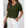 image:imageANRABESS Women Wool Blend Sweater Summer 2026 Short Sleeve V Neck Pullover Top Business Casual Outfit Beach Vacation ClothesArmy Green