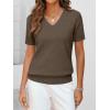 image:imageANRABESS Women Wool Blend Sweater Summer 2026 Short Sleeve V Neck Pullover Top Business Casual Outfit Beach Vacation ClothesBrown