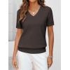 image:imageANRABESS Women Wool Blend Sweater Summer 2026 Short Sleeve V Neck Pullover Top Business Casual Outfit Beach Vacation ClothesDark Brown