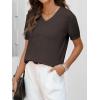 image:imageANRABESS Women Wool Blend Sweater Summer 2026 Short Sleeve V Neck Pullover Top Business Casual Outfit Beach Vacation ClothesDark Brown