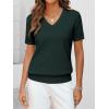 image:imageANRABESS Women Wool Blend Sweater Summer 2026 Short Sleeve V Neck Pullover Top Business Casual Outfit Beach Vacation ClothesDark Green