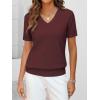 image:imageANRABESS Women Wool Blend Sweater Summer 2026 Short Sleeve V Neck Pullover Top Business Casual Outfit Beach Vacation ClothesDark Red