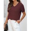 image:imageANRABESS Women Wool Blend Sweater Summer 2026 Short Sleeve V Neck Pullover Top Business Casual Outfit Beach Vacation ClothesDark Red