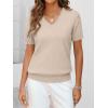 image:imageANRABESS Women Wool Blend Sweater Summer 2026 Short Sleeve V Neck Pullover Top Business Casual Outfit Beach Vacation ClothesLight Khaki