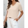 image:imageANRABESS Women Wool Blend Sweater Summer 2026 Short Sleeve V Neck Pullover Top Business Casual Outfit Beach Vacation ClothesLight Khaki