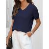 image:imageANRABESS Women Wool Blend Sweater Summer 2026 Short Sleeve V Neck Pullover Top Business Casual Outfit Beach Vacation ClothesNavy Blue