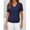 image:imageANRABESS Women Wool Blend Sweater Summer 2026 Short Sleeve V Neck Pullover Top Business Casual Outfit Beach Vacation ClothesNavy Blue