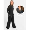 image:imageANRABESS Womens 2 Piece Outfits 2026 Spring Crochet Half Zip Sweater Top Wide Leg Pant Travel Matching Sets Lounge ClothesBlack