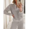 image:imageANRABESS Womens 2 Piece Outfits 2026 Spring Crochet Half Zip Sweater Top Wide Leg Pant Travel Matching Sets Lounge ClothesLight Khaki