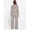 image:imageANRABESS Womens 2 Piece Outfits 2026 Spring Crochet Half Zip Sweater Top Wide Leg Pant Travel Matching Sets Lounge ClothesLight Khaki