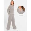 image:imageANRABESS Womens 2 Piece Outfits 2026 Spring Crochet Half Zip Sweater Top Wide Leg Pant Travel Matching Sets Lounge ClothesLight Khaki