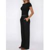image:imageANRABESS Womens 2 Piece Summer Matching Lounge Sets Wide Leg Pants Ruched Crop Tops Sweatsuits Sets Spring Travel ClothesBlack