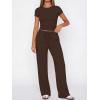 image:imageANRABESS Womens 2 Piece Summer Matching Lounge Sets Wide Leg Pants Ruched Crop Tops Sweatsuits Sets Spring Travel ClothesBrown