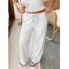image:imageANRABESS Womens 2 Piece Summer Matching Lounge Sets Wide Leg Pants Ruched Crop Tops Sweatsuits Sets Spring Travel ClothesLight Grey