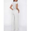 image:imageANRABESS Womens 2 Piece Summer Matching Lounge Sets Wide Leg Pants Ruched Crop Tops Sweatsuits Sets Spring Travel ClothesLight Grey