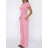 image:imageANRABESS Womens 2 Piece Summer Matching Lounge Sets Wide Leg Pants Ruched Crop Tops Sweatsuits Sets Spring Travel ClothesPink