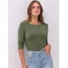 image:imageANRABESS Womens 34 Long Sleeve Tops Ribbed Knit Slim Fitted Shirts Basic Tee Fall Outfits 2026 Fashion Y2K ClothesArmy Green