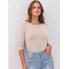 image:imageANRABESS Womens 34 Long Sleeve Tops Ribbed Knit Slim Fitted Shirts Basic Tee Fall Outfits 2026 Fashion Y2K ClothesBeige