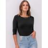 image:imageANRABESS Womens 34 Long Sleeve Tops Ribbed Knit Slim Fitted Shirts Basic Tee Fall Outfits 2026 Fashion Y2K ClothesBlack