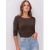 image:imageANRABESS Womens 34 Long Sleeve Tops Ribbed Knit Slim Fitted Shirts Basic Tee Fall Outfits 2026 Fashion Y2K ClothesBrown