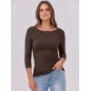 image:imageANRABESS Womens 34 Long Sleeve Tops Ribbed Knit Slim Fitted Shirts Basic Tee Fall Outfits 2026 Fashion Y2K ClothesBrown