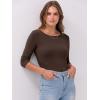 image:imageANRABESS Womens 34 Long Sleeve Tops Ribbed Knit Slim Fitted Shirts Basic Tee Fall Outfits 2026 Fashion Y2K ClothesBrown