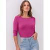 image:imageANRABESS Womens 34 Long Sleeve Tops Ribbed Knit Slim Fitted Shirts Basic Tee Fall Outfits 2026 Fashion Y2K ClothesHot Pink