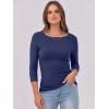image:imageANRABESS Womens 34 Long Sleeve Tops Ribbed Knit Slim Fitted Shirts Basic Tee Fall Outfits 2026 Fashion Y2K ClothesNavy Blue