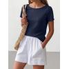 image:imageANRABESS Womens Boat Neck Tops Short Sleeve TShirts Causal Fashion Tee Shirts 2026 Summer Spring ClothesNavy Blue