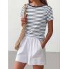 image:imageANRABESS Womens Boat Neck Tops Short Sleeve TShirts Causal Fashion Tee Shirts 2026 Summer Spring ClothesNavy Blue White Stripe