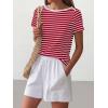 image:imageANRABESS Womens Boat Neck Tops Short Sleeve TShirts Causal Fashion Tee Shirts 2026 Summer Spring ClothesRed White Stripe
