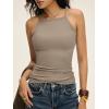 image:imageANRABESS Womens Camis Spaghetti Straps Tank Tops High Square Neck Sleeveless Racerback Camisole Shirts Summer Basic TeeDeep Khaki