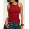 image:imageANRABESS Womens Camis Spaghetti Straps Tank Tops High Square Neck Sleeveless Racerback Camisole Shirts Summer Basic TeeRed