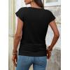 image:imageANRABESS Womens Cap Sleeve Henley Shirts V Neck Ruched Side Top 2026 Summer Dressy Work Blouse Business Casual OutfitsBlack