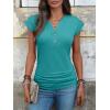 image:imageANRABESS Womens Cap Sleeve Henley Shirts V Neck Ruched Side Top 2026 Summer Dressy Work Blouse Business Casual OutfitsCadet Blue