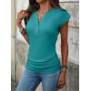 image:imageANRABESS Womens Cap Sleeve Henley Shirts V Neck Ruched Side Top 2026 Summer Dressy Work Blouse Business Casual OutfitsCadet Blue