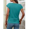 image:imageANRABESS Womens Cap Sleeve Henley Shirts V Neck Ruched Side Top 2026 Summer Dressy Work Blouse Business Casual OutfitsCadet Blue